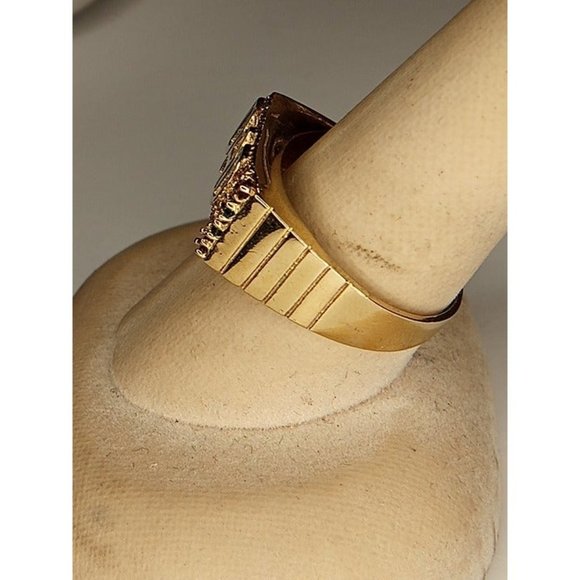 Size 10 Brass DAD Gold Tone Ring with‎ Multicolor Rhinestones (10c1) - Picture 4 of 7